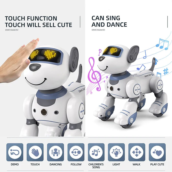 RC Robot Electronic Stunt Dog - Voice Command, Programmable, Touch-Sense, Music Song Features - Ideal Entertaining and Educational Toy for Children