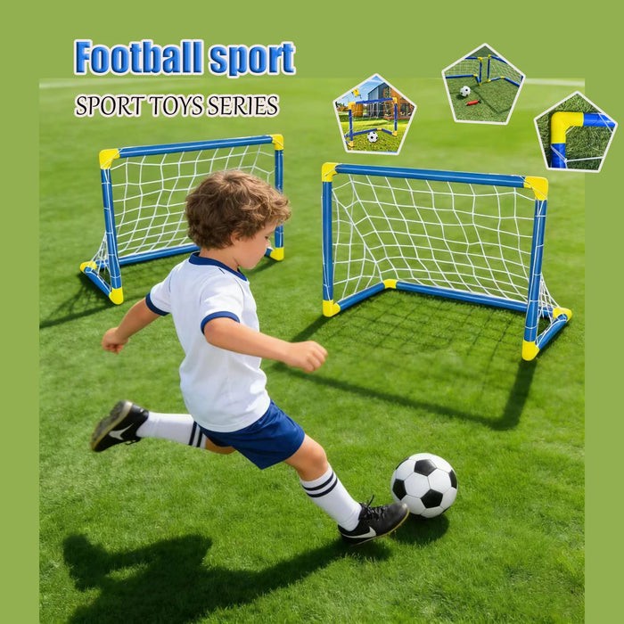 2-Pack Kids Football Goals with Ball — Portable Indoor & Outdoor Training Set