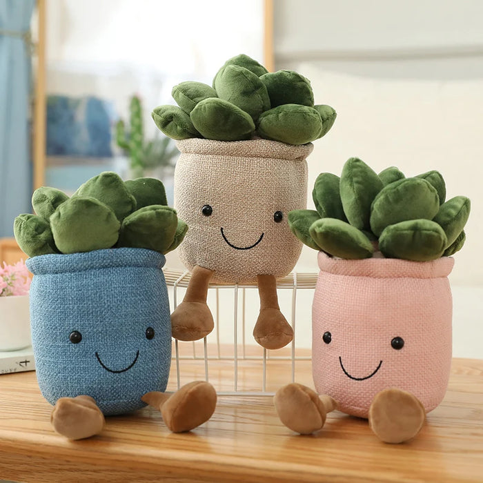 Lifelike Succulent Plants Plush Toys - Stuffed Doll Decor, Potted Flowers Pillow, Creative Bookshelf Accent - Perfect for Kids and Home Décor Enthusiasts