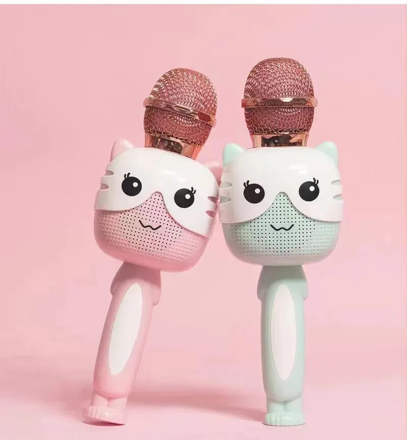 Karaoke Microphone Toy - Portable Wireless Bluetooth, Suitable for Children & Adults, Ideal for Birthday Parties & Family KTV - Perfect Gift in Blue & Pink Colours