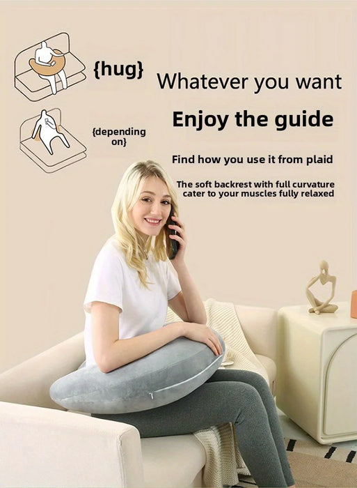 U‑Shape Reading & Gaming Cushion — Crochet Tatting Arm Support for TV, Desk & Travel