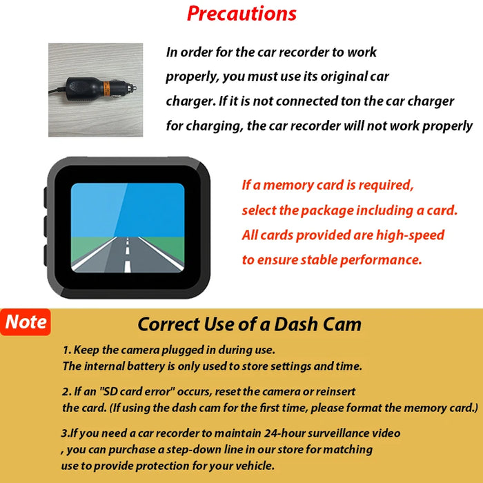 Dash Cam with IR Night Vision, 2" IPS Screen, 1080P Full HD, Loop Recording — 2/3 Camera DVR