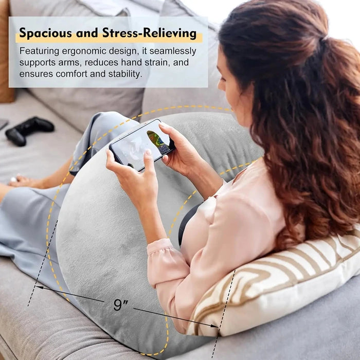 U‑Shape Reading & Gaming Cushion — Crochet Tatting Arm Support for TV, Desk & Travel