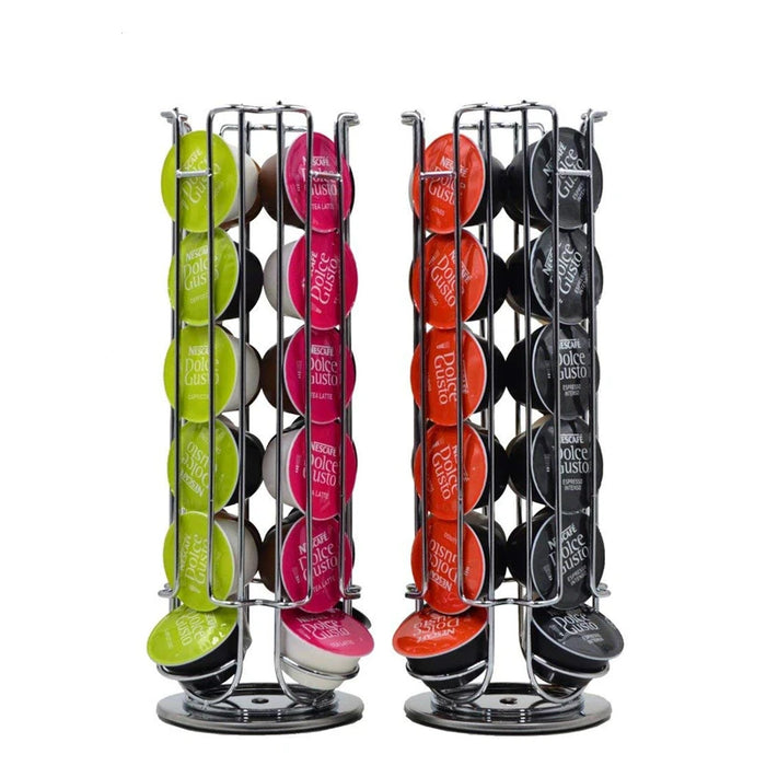 360° Rotating 24-Capsule Stainless Steel Coffee Pod Holder JT222
