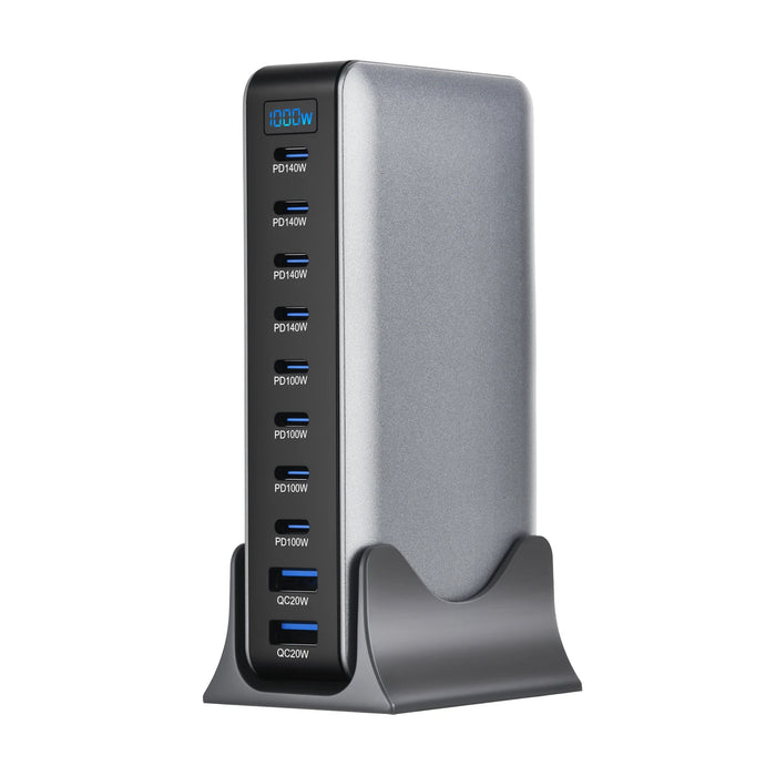1000W GaN 10‑Port PD3.1 Fast Charging Station — Up to 140W USB‑C (for iPhone, Samsung, Xiaomi, Huawei)