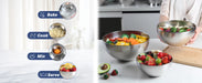 TastyWay Stainless Steel Bowls — S, M, L Vintage Silver Mixing & Serving Set