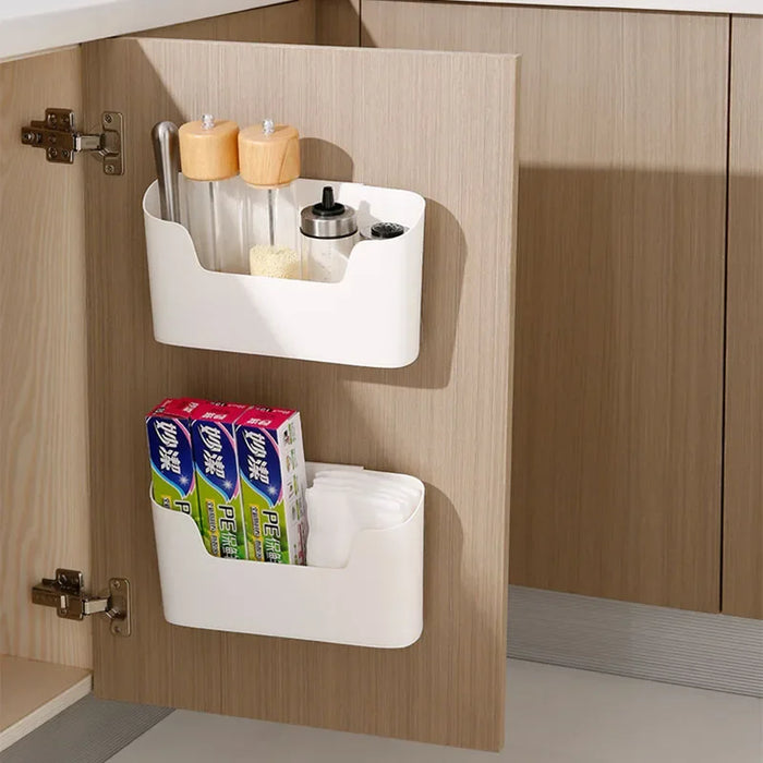 Wall-Mounted Adhesive Storage Rack – Single-Tier PP Organiser for Kitchen & Bathroom