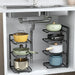 Under-Cabinet Pot & Pan Organiser Rack — Height Adjustable, Heavy-Duty Stainless Steel (3/4/5 Tier, Black)