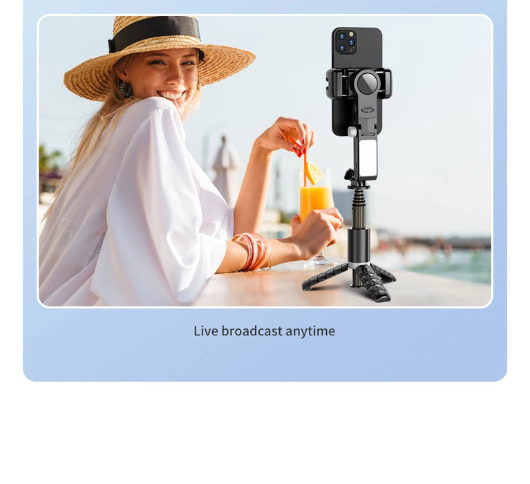 Q18 360° Follow-Tracking Gimbal — Selfie Stick Tripod with Fill Light for iPhone & Smartphones