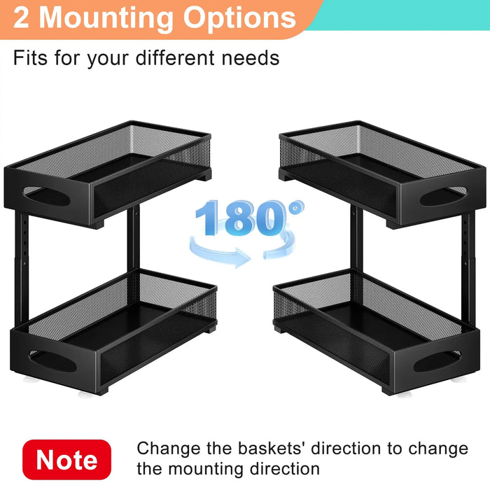 Adjustable 2-Tier Under-Sink Organiser — Metal Pull-Out Storage for Kitchen & Bathroom