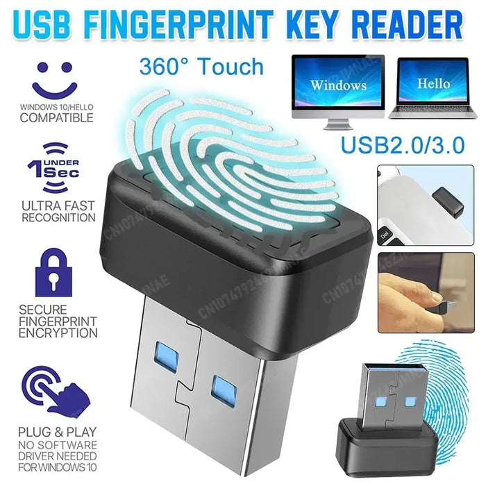 USB Fingerprint Key — Windows Hello biometric USB security key for PC & laptop
