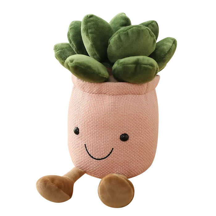 Lifelike Succulent Plants Plush Toys - Stuffed Doll Decor, Potted Flowers Pillow, Creative Bookshelf Accent - Perfect for Kids and Home Décor Enthusiasts