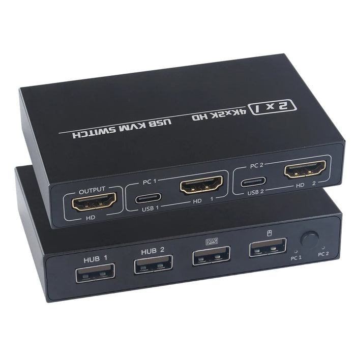 4K HDMI KVM Switch — 2-Host USB & HDMI, Share Monitor, Keyboard & Mouse