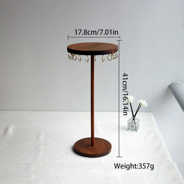 Walnut Wood Jewellery Display Stand – Desktop Necklace, Earring & Bracelet Rack