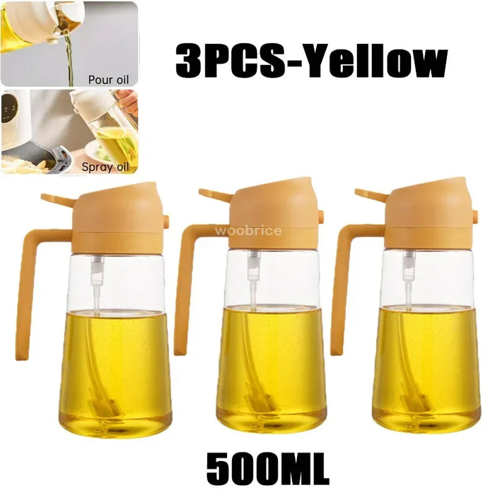 500ml Oil Spray Bottle & Cruet – Refillable Oil Dispenser for Kitchen and BBQ