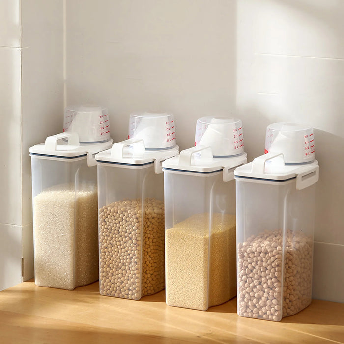 Airtight Rice Storage Container with Clear Scale — Double-Sealed for Cereal, Flour & Rice
