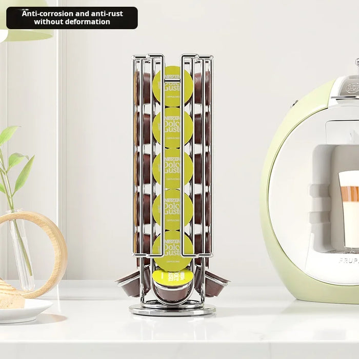 Rotating 24-Capsule Coffee Pod Rack with Anti-Slip Base — Dolce Gusto Compatible