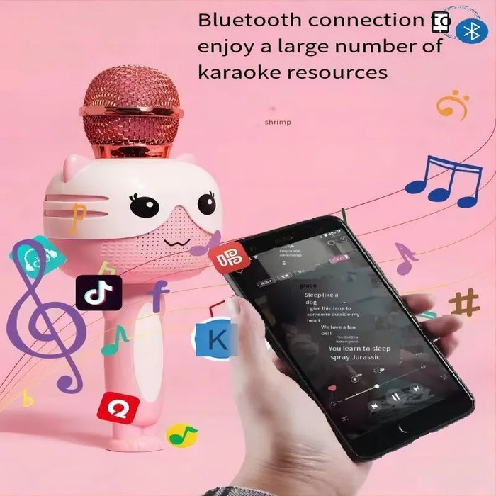 Karaoke Microphone Toy - Portable Wireless Bluetooth, Suitable for Children & Adults, Ideal for Birthday Parties & Family KTV - Perfect Gift in Blue & Pink Colours