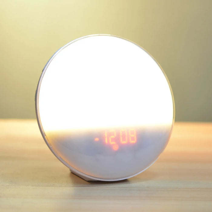 Wake Up Light Alarm Clock with Sunrise & Sunset, Dual Alarms, FM Radio, 7 Colours