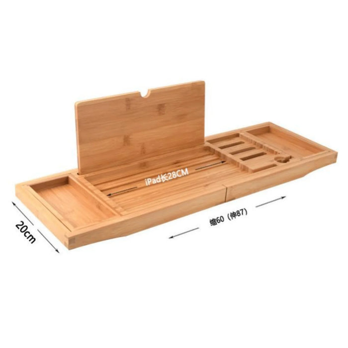 Expandable Wooden Bathtub Caddy Tray – Telescopic, Non‑slip Tablet & Soap Holder