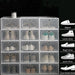 Transparent 6-Pack Shoe Storage Boxes — Thickened, Foldable, Dustproof & Stackable