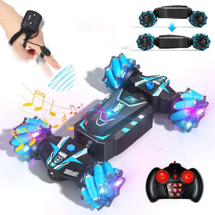 4WD Gesture Controlled RC Stunt Car - Off-Road Vehicle with Spray Lights and Music Feature - Perfect for Kids and Adults as a Gift Item