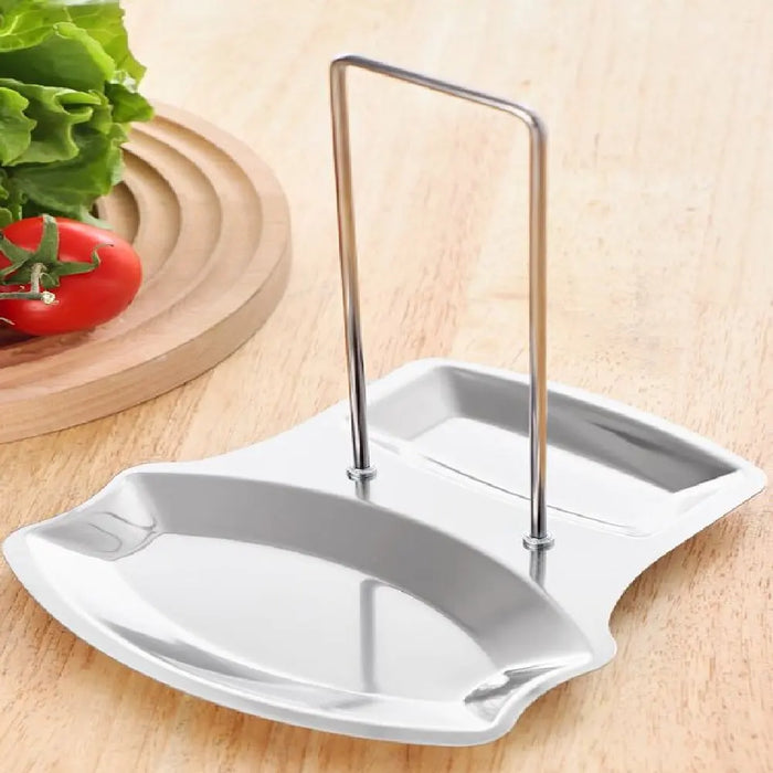 Stainless Steel Pot Lid & Utensil Holder – Multi-Functional Kitchen Rack, Silver