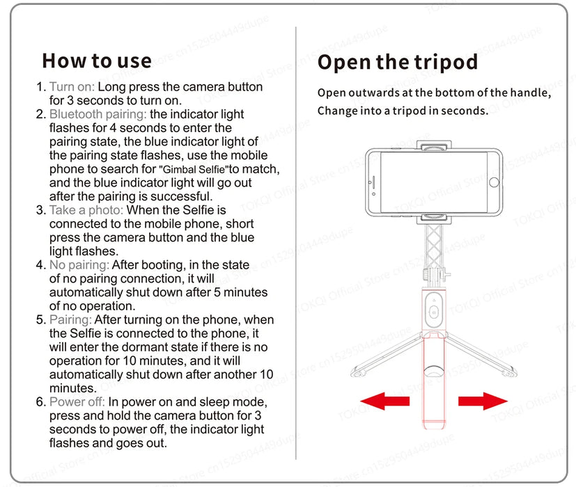 Q08 Handheld Gimbal Stabiliser & Selfie Stick with Bluetooth Remote for Smartphones