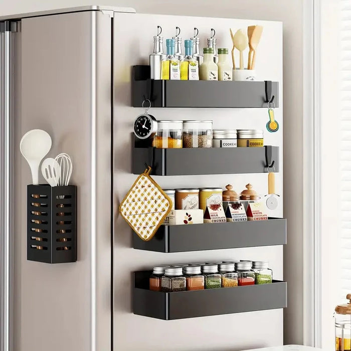 Set of 2 Magnetic Metal Storage Shelves — Fridge & Washing Machine Hanging Rack
