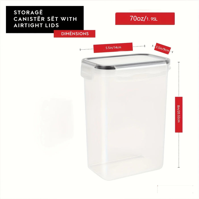 4-Pack Medium Airtight Food Storage Containers with Lids — 2.0L for Coffee, Sugar & Baking Supplies