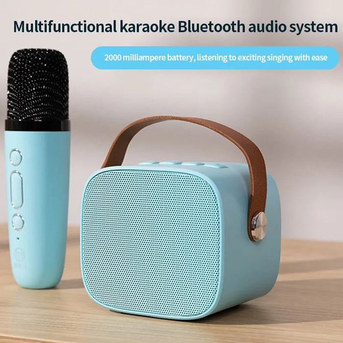 Wireless Bluetooth Mini Karaoke Speaker - 1-2 Microphones, Music Player, Karaoke Machine with Subwoofer - Perfect for Parties and Family Entertainment