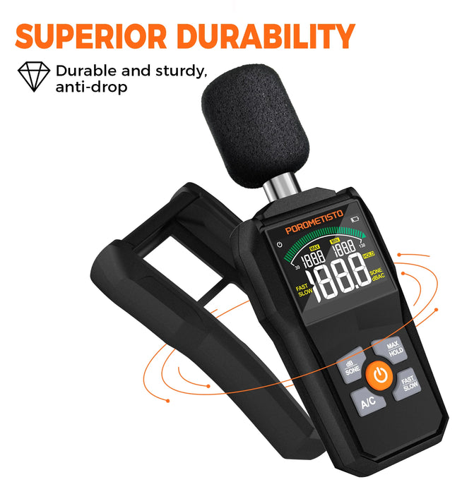 POROMETISTO-SL01 Digital Sound Level Meter — Handheld 30–130 dB A/C Weighted