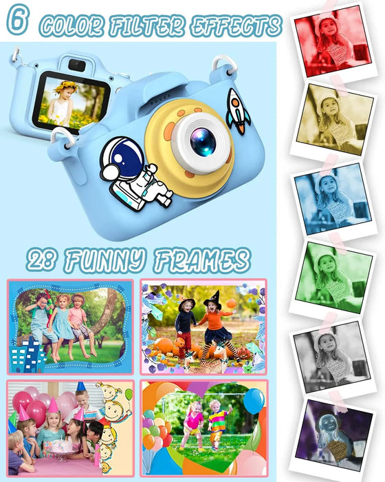 HD Dual Lens Digital Cartoon Kids Camera - 40MP Children's Mini Camera with 2 Inch Screen - Ideal Birthday or Christmas Gift For Boys and Girls