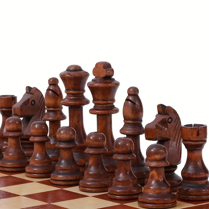 Wooden 32-Piece Chess Set — King 110mm with Leather Board, Gift for Teens & Adults