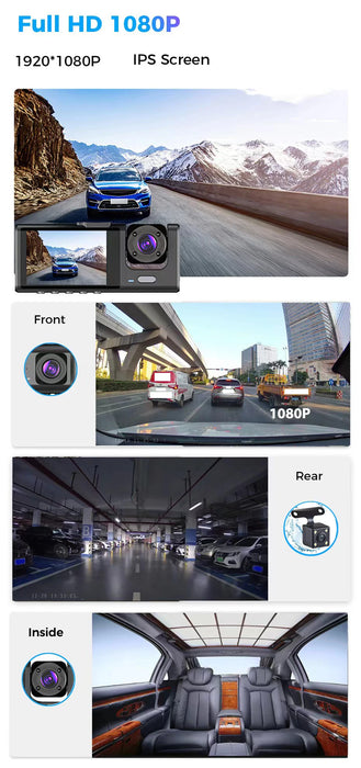 Dash Cam with IR Night Vision, 2" IPS Screen, 1080P Full HD, Loop Recording — 2/3 Camera DVR