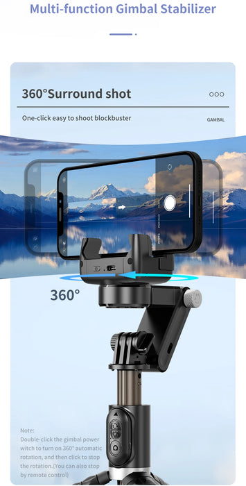 Q18 360° Follow-Tracking Gimbal — Selfie Stick Tripod with Fill Light for iPhone & Smartphones