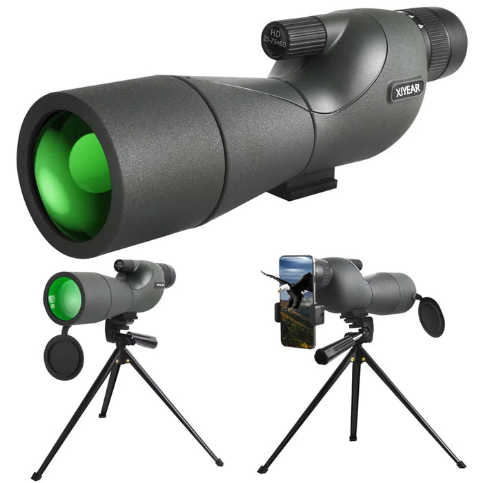 25–75x60 Spotting Scope — 60mm FMC, BAK4 Prism, Waterproof with Tripod & Phone Adapter
