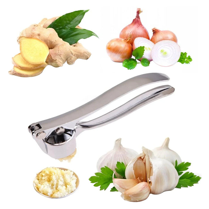 Stainless Steel Garlic Smasher - Manual Press Crusher Mincer & Grinding Tool for Kitchen - Must-Have Kitchen Accessory for Garlic Lovers