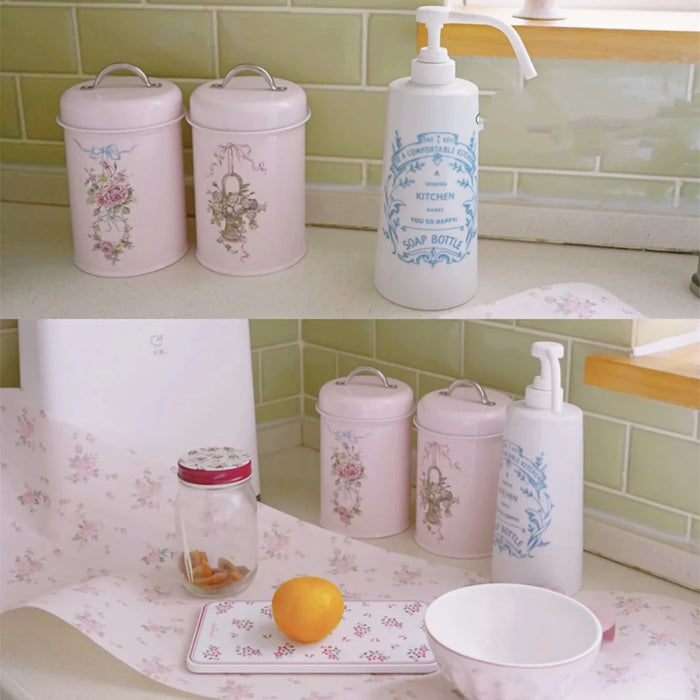 Pink Metal Canister Tins – Pack of Two – Tea, Coffee & Sugar Storage (18 x 10.5 cm) Airtight