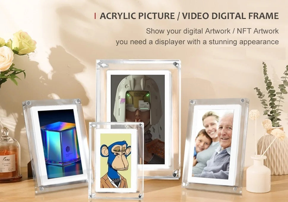 Acrylic Digital Photo Frame 5/7-inch — IPS Screen, 4GB, 1000mAh, Auto-Rotate