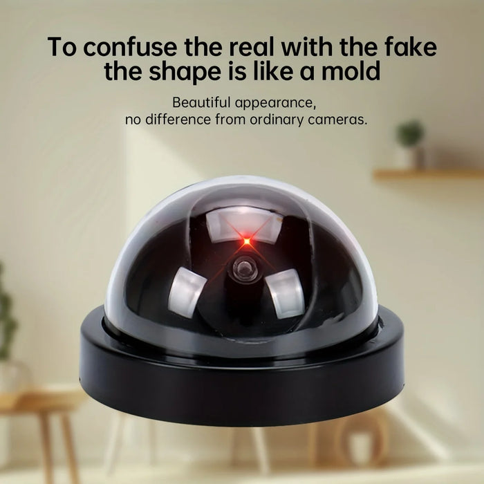 Waterproof Dummy Dome Fake CCTV Camera - CCTV Simulation Security Camera with Flashing Red LED Light - Ideal for Outdoor and Indoor Deterrent