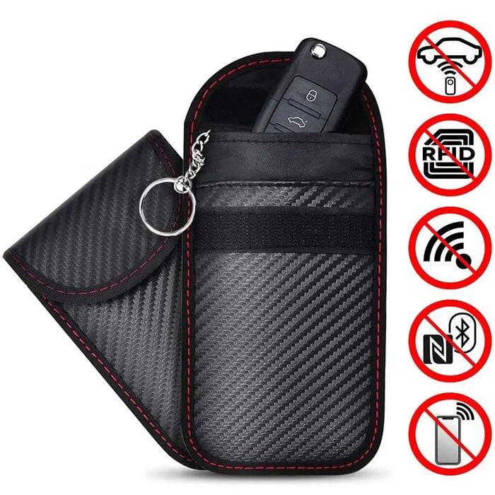 Faraday Cage Car Key Signal Blocker Pouch M7D8 — Dual‑Pocket Key Fob Bag