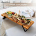 Acacia Wood Charcuterie Board with Handles & Folding Legs — Rectangular Serving Tray