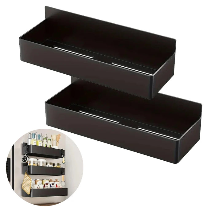 Set of 2 Magnetic Metal Storage Shelves — Fridge & Washing Machine Hanging Rack