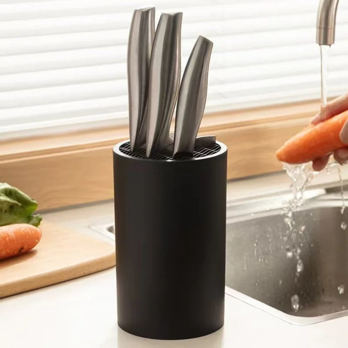 Knife Holder Insert — Black PP/TPR Kitchen Knife Organiser Stand
