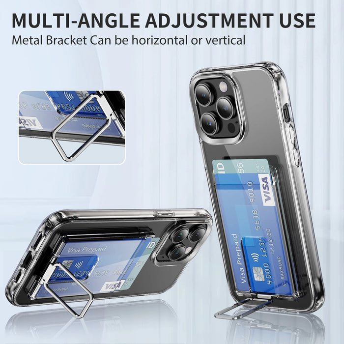 Transparent Magnetic MagSafe Card Wallet & Stand for iPhone – Clear PC Case