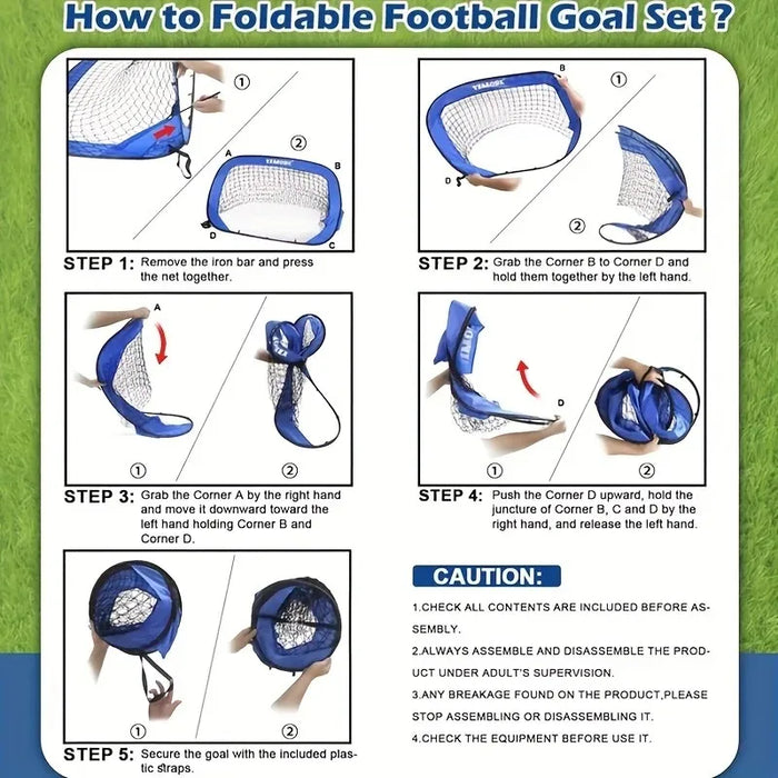 Garden Football Goal – Portable Trapezoid Frame with 3‑Minute Pop‑Up