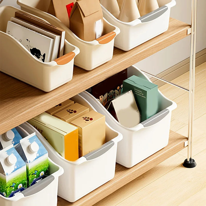Multi‑Functional Stackable Storage Boxes — Curved Space‑Saving Plastic Organisers (1 or 3, Orange/White)