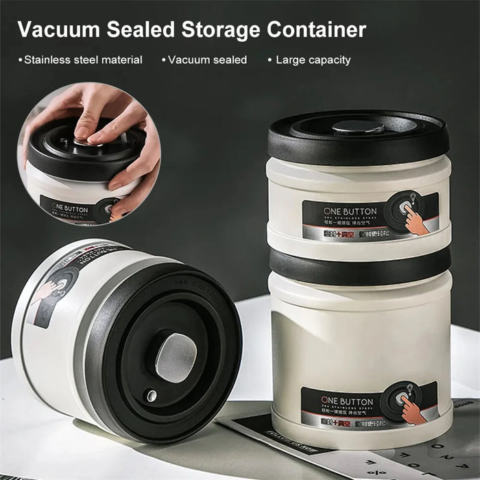 Stainless Steel Vacuum Coffee Canister – Airtight Storage for Beans, Tea & Grains