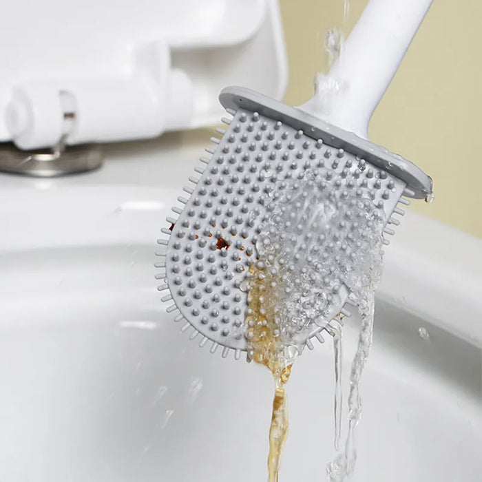 WIKHOSTAR - Wall Mounted Silicone Toilet Cleaning Brush with Flat Head Design - Ideal for Efficient Bathroom Cleaning and Hygiene Maintenance